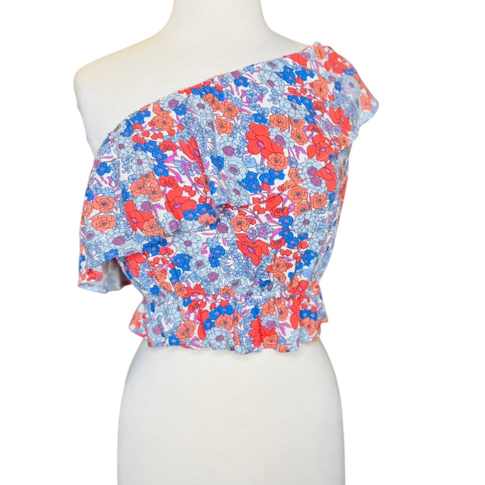 Japna Vibrant Floral One-Shoulder Blouse
